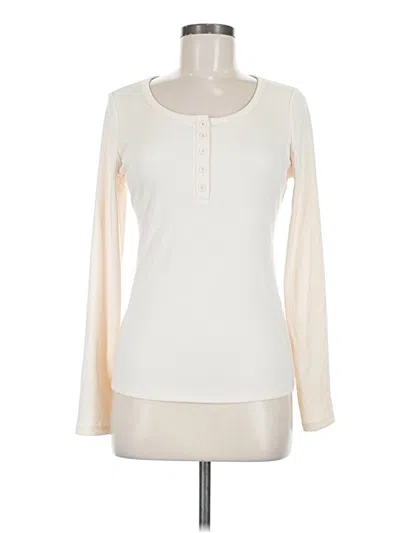 Pre-owned Trendy Queen Long Sleeve Henley Shirt In White
