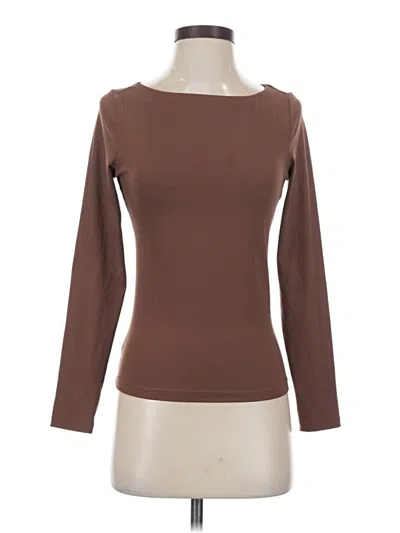 Pre-owned Trendy Queen Long Sleeve Top Brown Boatneck Tops