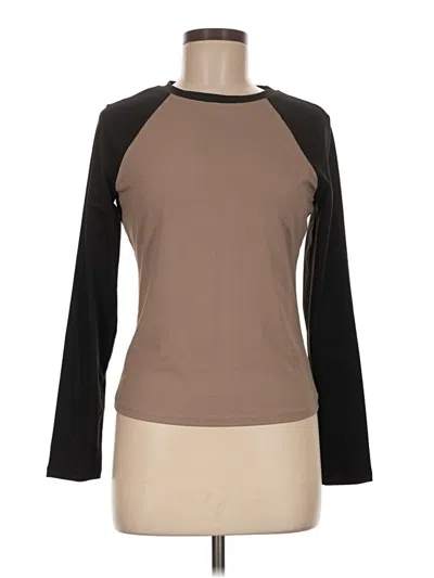 Pre-owned Trendy Queen Long Sleeve Top Brown Mock Neckline Tops