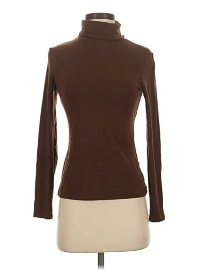 Pre-owned Trendy Queen Long Sleeve Top Brown Turtleneck Tops