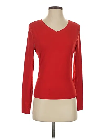 Pre-owned Trendy Queen Long Sleeve Top Red V-neck Tops