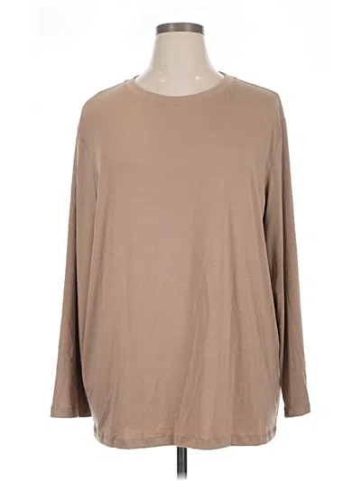 Pre-owned Trendy Queen Long Sleeve Top Tan Crew Neck Tops