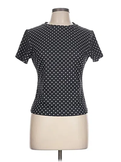 Pre-owned Trendy Queen Short Sleeve Top Black Polka Dots Pattern Mock Neckline Tops