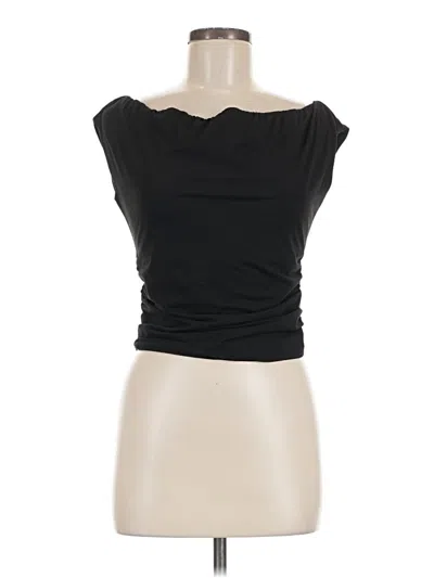 Pre-owned Trendy Queen Short Sleeve Top Black Strapless Neckline Tops