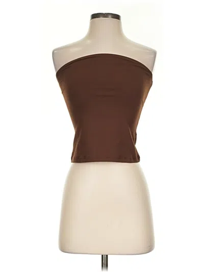 Pre-owned Trendy Queen Tube Top Brown Strapless Neckline Tops