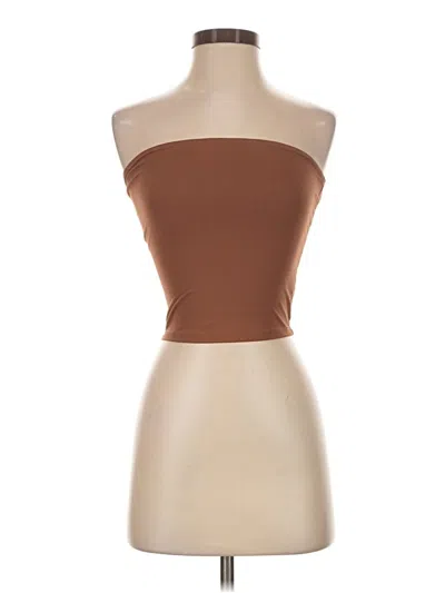 Pre-owned Trendy Queen Tube Top Brown Strapless Neckline Tops