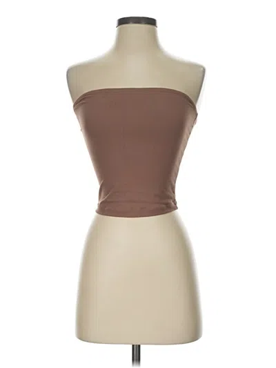 Pre-owned Trendy Queen Tube Top Brown Strapless Neckline Tops
