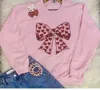 Trendy Tee Co. Heart Bow Sequin Sweatshirt In Light Pink In Pink