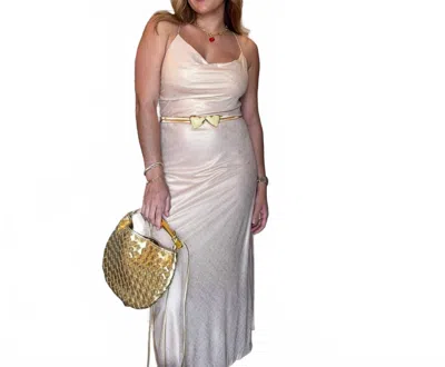 Trendz Llc Metallic Long Midi Dress In Gold In White