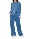 Très Bien Terry Crop Jacket And Drawstring Pants Set In Denim In Blue