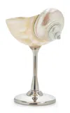 Tres J Shell Silver Stemmed Cocktail Glass In Neutral