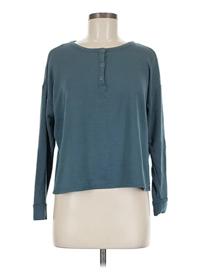 Pre-owned Tresics Long Sleeve Top Teal Crew Neck Tops In Blue
