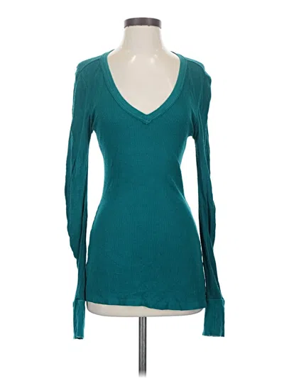 Pre-owned Tresics Long Sleeve Top Teal Sweetheart Neckline Tops