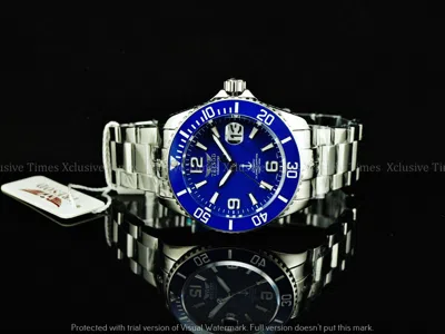 Pre-owned Tresod Men Super Luminous Ocean Master Sapphire Crystal Ceramic Bezel Auto Watch In Blue Ss