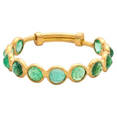 Pre-owned Tresor Collection 18k Gold Emerald Ring With Adjustable Shank – Mosaico Collection In Green