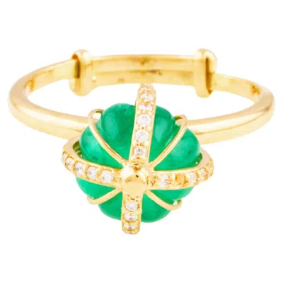 Pre-owned Tresor Collection 3.59ct Emerald & Diamond Ring In 18k Yellow Gold