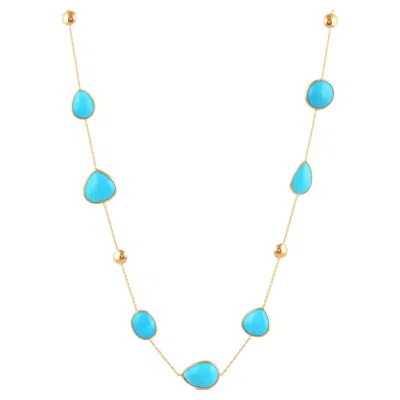 Pre-owned Tresor Collection 38.37ct Turquoise Mixed Cut Necklace In 18k Gold In Multi
