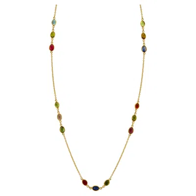 Pre-owned Tresor Collection 3.87ct Multicolor Stone Oval Necklace In 18k Gold