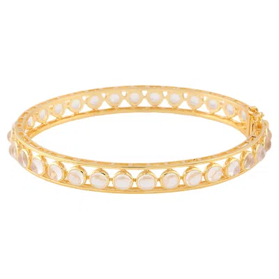 Pre-owned Tresor Collection 8ct Rainbow Moonstone Bangle In 18k Yellow Gold, Usa