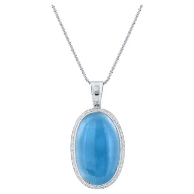Pre-owned Tresor Collection Aquamarine & Diamond Pendant Necklace In 18k White Gold, 39.58g