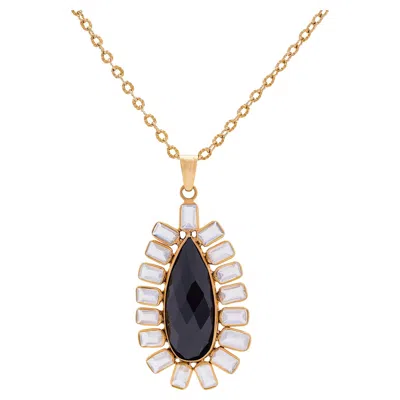 Pre-owned Tresor Collection Black Spinal & Rainbow Moonstone Pendant In 18k Yellow Gold