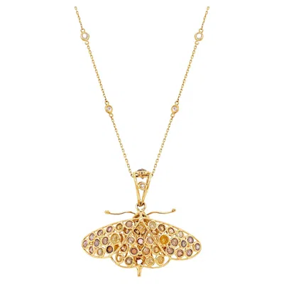 Pre-owned Tresor Collection Blue Sapphire And Diamond Butterfly Pendant In 18k Yellow Gold