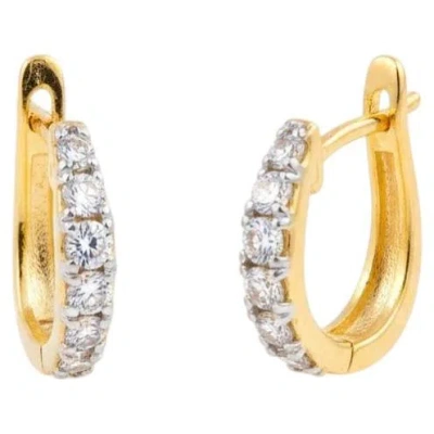 Pre-owned Tresor Collection Contemporary 18k Yellow Gold Diamond Huggies Earrings, 0.16 Carats