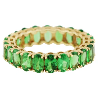 Pre-owned Tresor Collection Contemporary 4.90ct Tsavorite Oval Ring In 18k Yellow Gold By Tresor