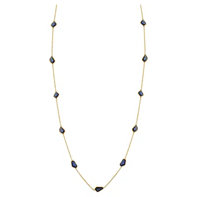 Pre-owned Tresor Collection Designer Tresor 5.36ct Blue Sapphire Necklace In 18k Yellow Gold, Usa