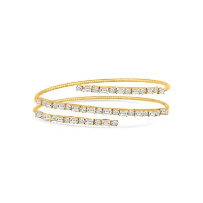 Pre-owned Tresor Collection Diamond Rectangle And Round Bangle In 18k Yellow Gold