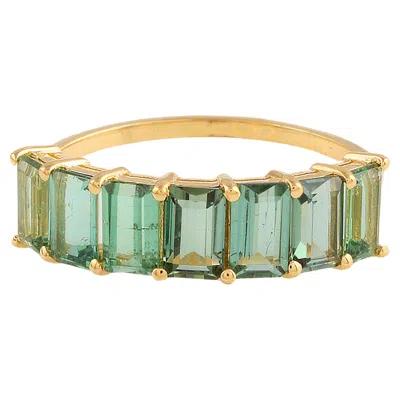 Pre-owned Tresor Collection Green Tourmaline Rectangle Ring In 18k Yellow Gold