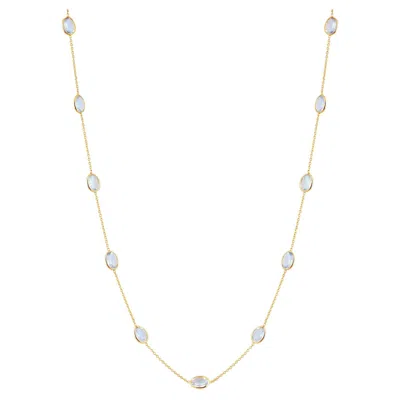 Pre-owned Tresor Collection Rainbow Moonstone Oval Necklace In 18k Yellow Gold