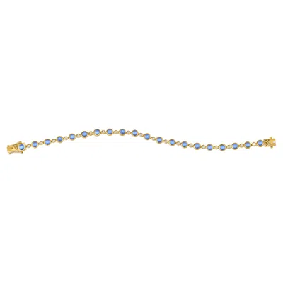 Pre-owned Tresor Collection Rainbow Moonstone Round And Diamoind Bracelet In 18k Yellow Gold