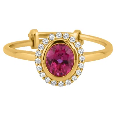Pre-owned Tresor Collection Ruby Oval & Diamond Ring In 18k Yellow Gold