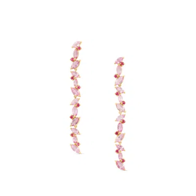 Pre-owned Tresor Collection Ruby Round & Pink Sapphire Marquise Earring In 18k Yellow Gold