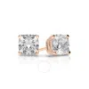Tresorra 14k Rose Gold Cushion Cut Earth Mined Diamond Stud  Earrings In Pink