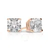Tresorra 14k Rose Gold Cushion Cut Earth Mined Diamond Stud  Earrings In Pink