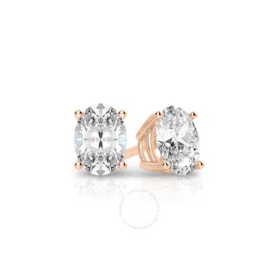 Tresorra 14k Rose Gold Oval Cut Earth Mined Diamond Stud  Earrings In Pink