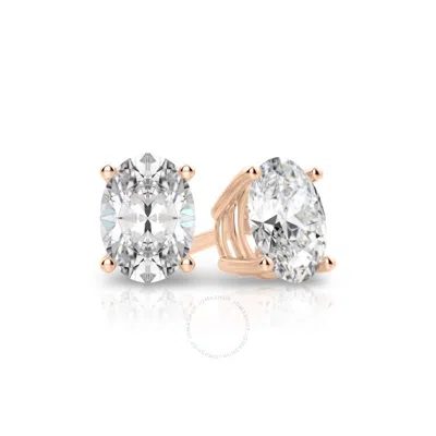 Tresorra 14k Rose Gold Oval Cut Earth Mined Diamond Stud  Earrings
