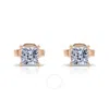 Tresorra 14k Rose Gold Princess Cut Earth Mined Diamond Stud  Earrings In Pink