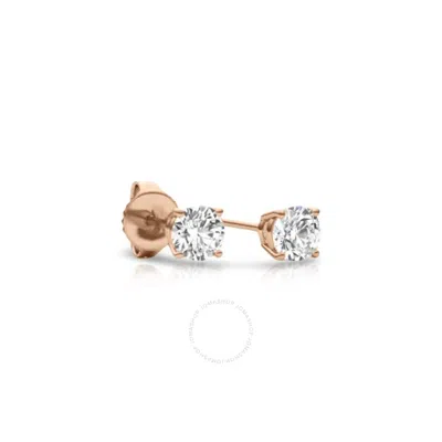 Tresorra 14k Rose Gold Round Cut Earth Mined Diamond Stud  Earrings In Pink