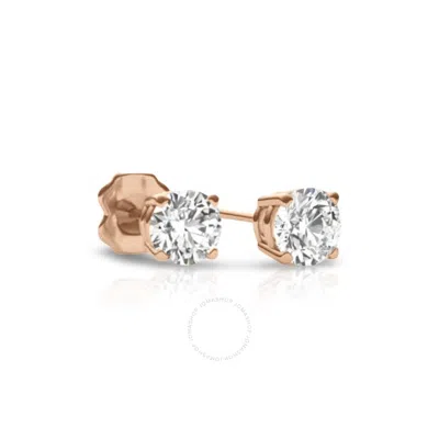 Tresorra 14k Rose Gold Round Cut Earth Mined Diamond Stud  Earrings In Pink