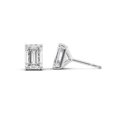 TRESORRA TRESORRA 14K WHITE GOLD 2 CTW EMERALD CUT LAB-GROWN DIAMOND IGI CERTIFIED STUD EARRINGS