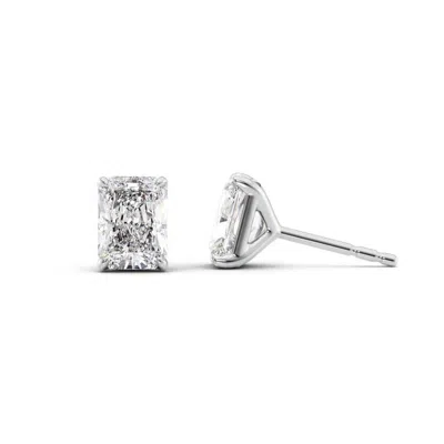 Tresorra 14k White Gold 2 Ctw Radiant Cut Lab-grown Diamond Igi Certified Stud Earrings