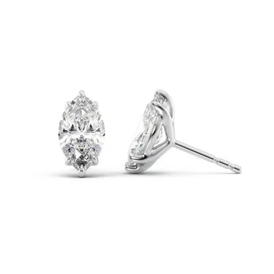 Tresorra 14k White Gold 4 Ctw Marquise Cut Lab-grown Diamond Igi Certified Stud Earrings
