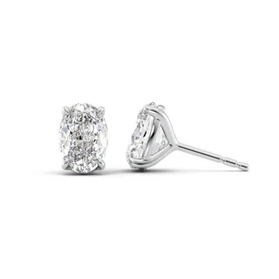 Tresorra 14k White Gold 4 Ctw Oval Cut Lab-grown Diamond Igi Certified Stud Earrings