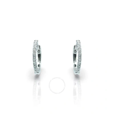 Tresorra 14k White Gold Diamond Hoop Earrings In Blue
