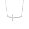 Tresorra 14k White Gold Diamond Side Cross Necklace In White