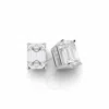 Tresorra 14k White Gold Emerald Cut Earth Mined Diamond Stud  Earrings In White