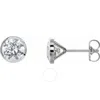 Tresorra 14k White Gold Lab-grown Diamond 1 Carat Round Bezel Set Stud Earrings In White